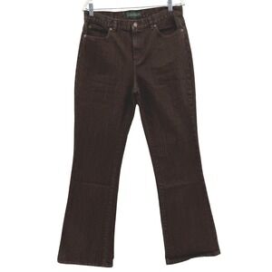 Lauren Jeans Co Ralph Lauren Denim Size 10 Boot‎ Cut Washed Brown Patch Pockets